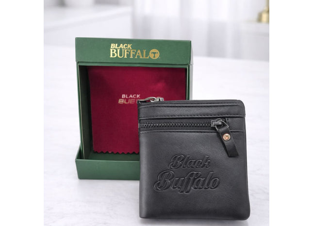 Black Buffalo Premium Leather Card Holder Wallet