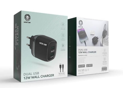 Green Lion Dual USB 12W Wall Charger With USB-A To USB-C Cable EU