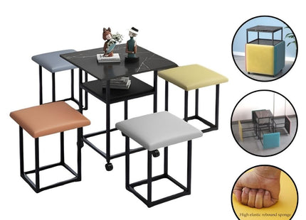 5 in 1 Seating sofa Cube Table with Casters Stackable Table Chair Sets