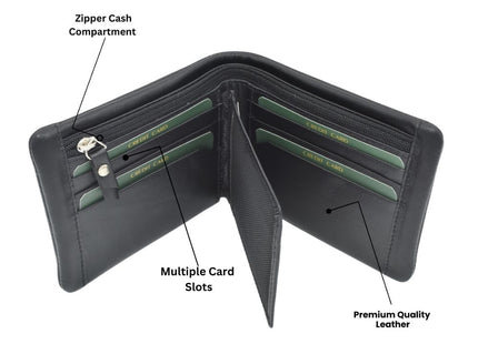 Black Buffalo Premium Genuine Leather Bi-Fold Wallet