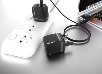 Green Lion Dual USB 12W Wall Charger With USB-A To Lightning Cable UK