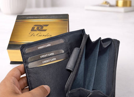 DeCardin Men’s Leather Bi-Fold Wallet with Zipper Coin Pocket