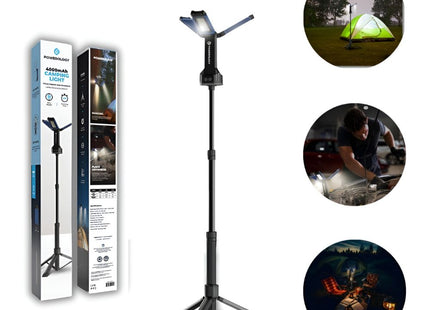 Powerology Camping Foldable Tripod Stand With Solar LED Light