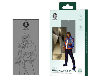 Green Lion 9H Privacy Shield fingerprint Unlock Privacy Glass - S24 Ultra Black