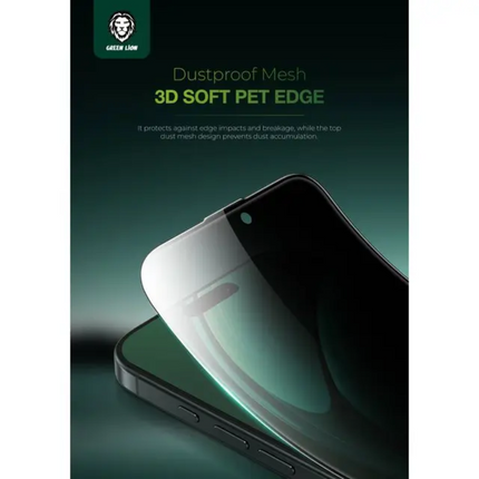 Green Lion 3D Silicone Plus Advanced Privacy Edge Glass for iPhone 16