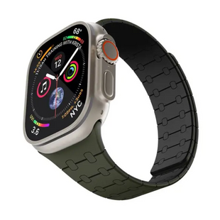 Levelo RoyalLink Silicone Watch Strap For Apple Watch 49MM - Green/Black