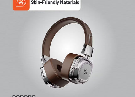 Porodo Soundtec Vintage Wireless ENC Headphones – Brown/Silver
