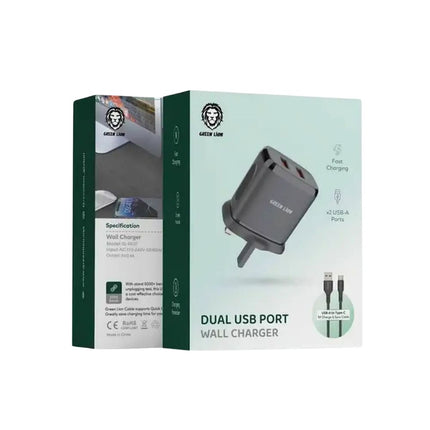 Green Lion 2 USB 2.4A Wall Charger USB-lPH Data Cable 1m