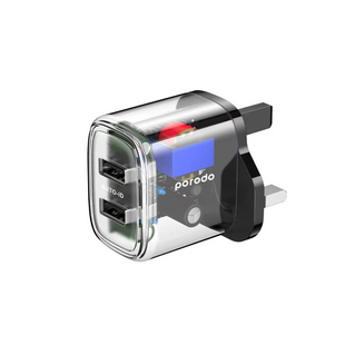 Porodo Dual Output Transparent Charger 2.4A UK - Black