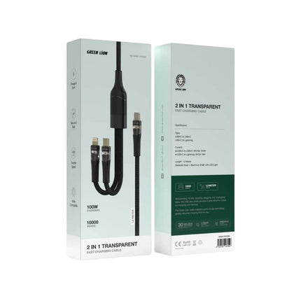 Green Lion 2 in1 Transparent Fast Charging Cable 1.2M