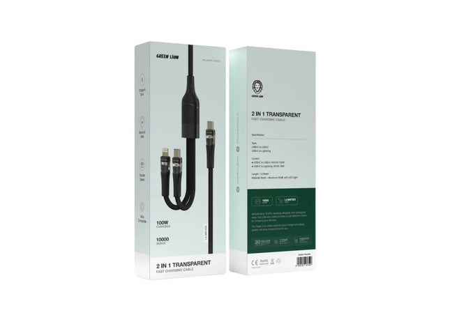 Green Lion 2 in1 Transparent Fast Charging Cable 1.2M