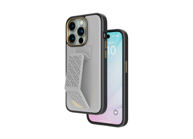 Levelo Morphix Cuero Gripstand Case For iPhone 15 Pro