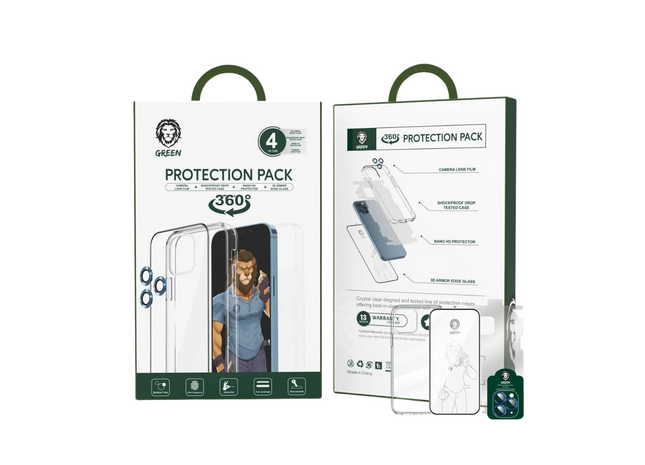 Green Lion 4 in 1 360° Protection Pack for iPhone 12 / 12 Pro ( 6.1" )