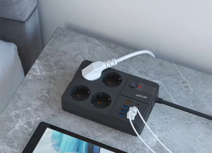 Green Lion EU Power Socket 7 USB-A Port & 1 PD Port - Black