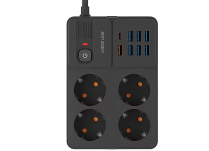 Green Lion EU Power Socket 7 USB-A Port & 1 PD Port - Black