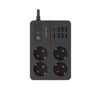 Green Lion EU Power Socket 7 USB-A Port & 1 PD Port - Black