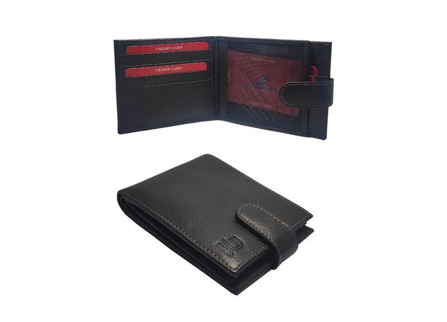 Leather Bifold Wallet with Zipper Pocket