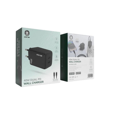 Green Lion 40W Dual PD Wall Charger With USB-C To USB-C Cable EU