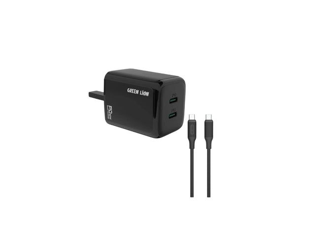 Green Lion 40W Dual PD Wall Charger With USB-C To USB-C Cable - Black