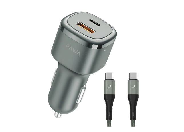 PAWA Solid Car Charger – Dual Port PD + QC (50W)