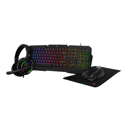 Porodo Gaming 4in1 Combo with Keyboard, Headphone, Mouse and Mouse Pad - Black