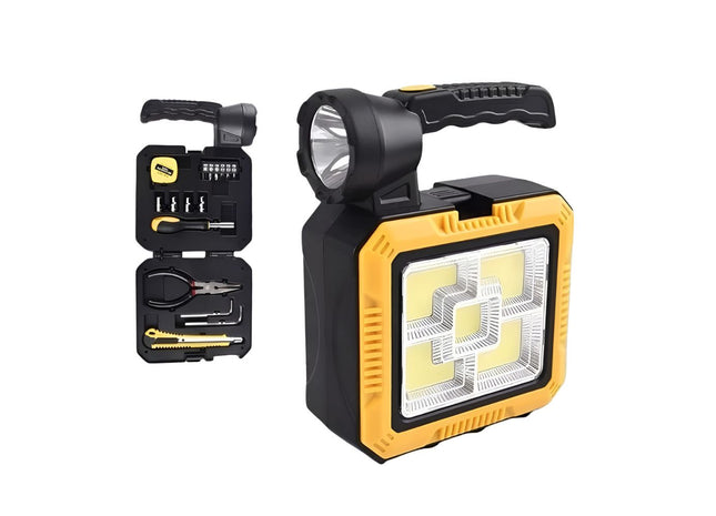 Solar Portable Multi-Function Rechargeable LED Flashlight with Emergency Tool Kit