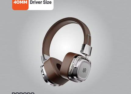Porodo Soundtec Vintage Wireless ENC Headphones – Brown/Silver