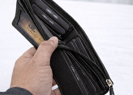 DeCardin Premium Zipper Bi-Fold Leather Wallet for Men