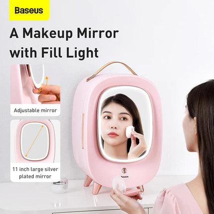 Beauty Fridge with Backlit Mirror