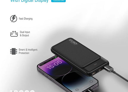 PAWA Sturdy  PD20W Power Bank with Digital Display 10000mAh - Black