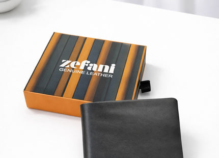 Zefani Genuine Leather Bi-Fold Wallet for Men with Coin Pouch