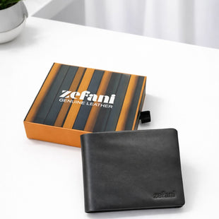 Zefani Genuine Leather Bi-Fold Wallet for Men with Coin Pouch