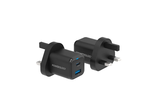 Powerology 35W PD QC GaN Charger with USB-C Cable - Black