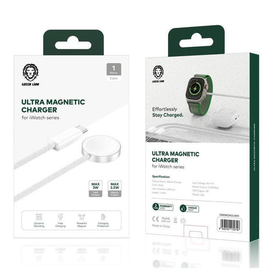 Green Lion Ultra Magnetic Charger Braided Cable 1M (Type-C Interface) for iWatch - Xpressouq