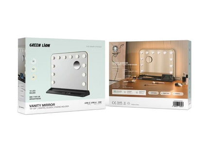 Green Lion  Vanity Mirror - Black