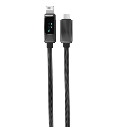 Porodo 35W Braided USB-C To Lightning Cable With Power Display 1.2m/4ft - Black 4 (1 votes) - Xpressouq