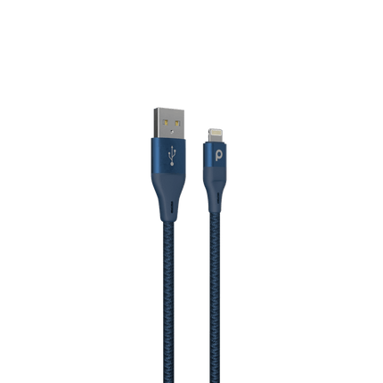 Porodo Aluminum Braided Lightning Cable 1.2M 2.4A - Blue - Xpressouq