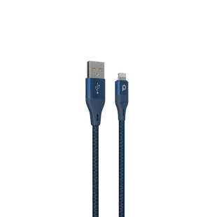 Porodo Aluminum Braided Lightning Cable 1.2M 2.4A - Blue - Xpressouq