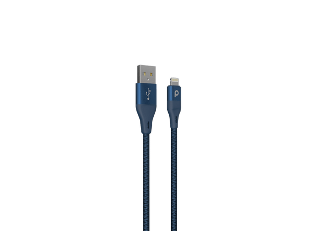 Porodo Aluminum Braided Lightning Cable 1.2M 2.4A - Blue - Xpressouq