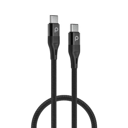 Porodo Aluminum Braided USB-C to USB-C Cable 2.2M 60W - Black - Xpressouq