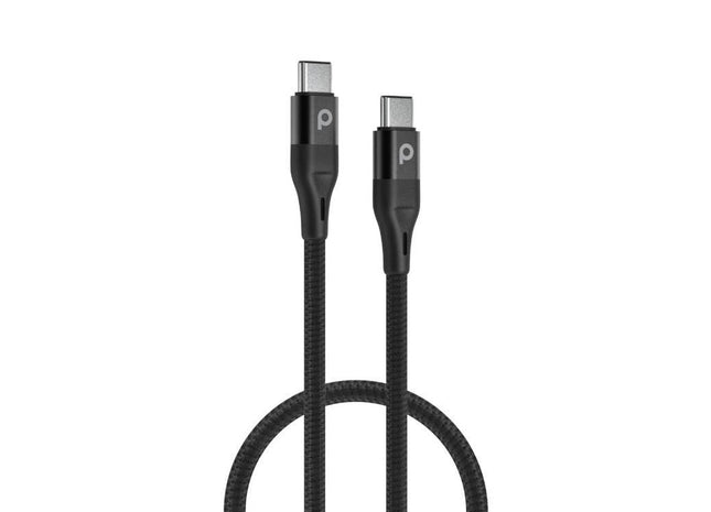Porodo Aluminum Braided USB-C to USB-C Cable 2.2M 60W - Black - Xpressouq