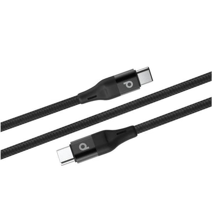 Porodo Aluminum Braided USB-C to USB-C Cable 2.2M 60W - Black - Xpressouq