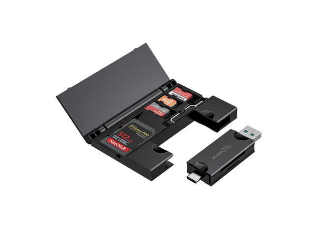 Porodo Blue 2-in-1 Card Reader