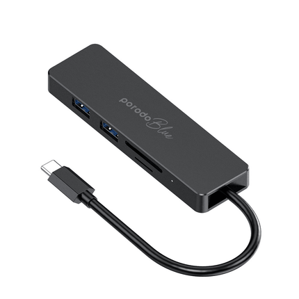 Porodo Blue 5in1 USB-C Hub HDMI USB SD MicroSD 