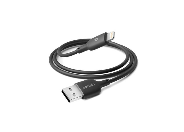 Porodo Blue PVC Lightning Cable 1m/3.2ft, USB-A to Lightning, 12W 5V/2.4A, Charge & Sync - Black - Xpressouq