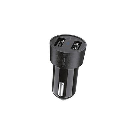 Porodo Dual USB Car Charger 3.4A with Type-C Cable 4ft. Compatible for Type-C Devices - Black - Xpressouq