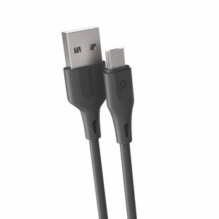 Porodo New PVC Micro USB Cable 2M 2.4A, Over-Current Protection, Durable Fast Charge & Data Cable, Safe & Reliable Cord Compatible for Micro Devices - Black - Xpressouq