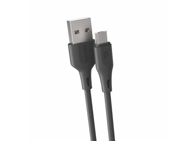 Porodo New PVC Micro USB Cable 2M 2.4A, Over-Current Protection, Durable Fast Charge & Data Cable, Safe & Reliable Cord Compatible for Micro Devices - Black - Xpressouq