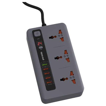 Porodo Power Hub with Power Socket Strip - (Black) - Xpressouq