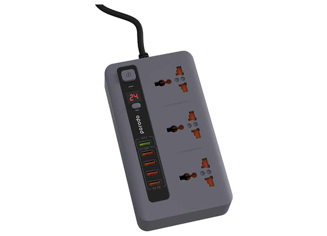 Porodo Power Hub with Power Socket Strip - (Black) - Xpressouq